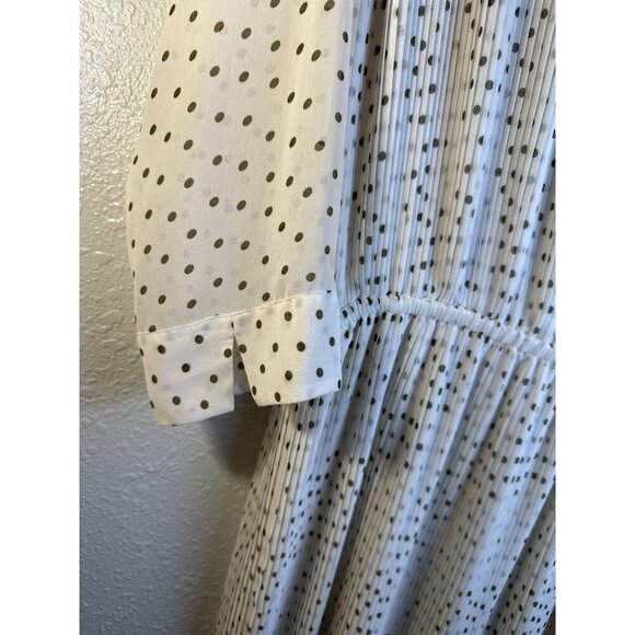 Club Monaco Womens Dress Pleated Polka Dot 3/4 Sleeves Ivory Sheer Dress Size S - Picture 9 of 15